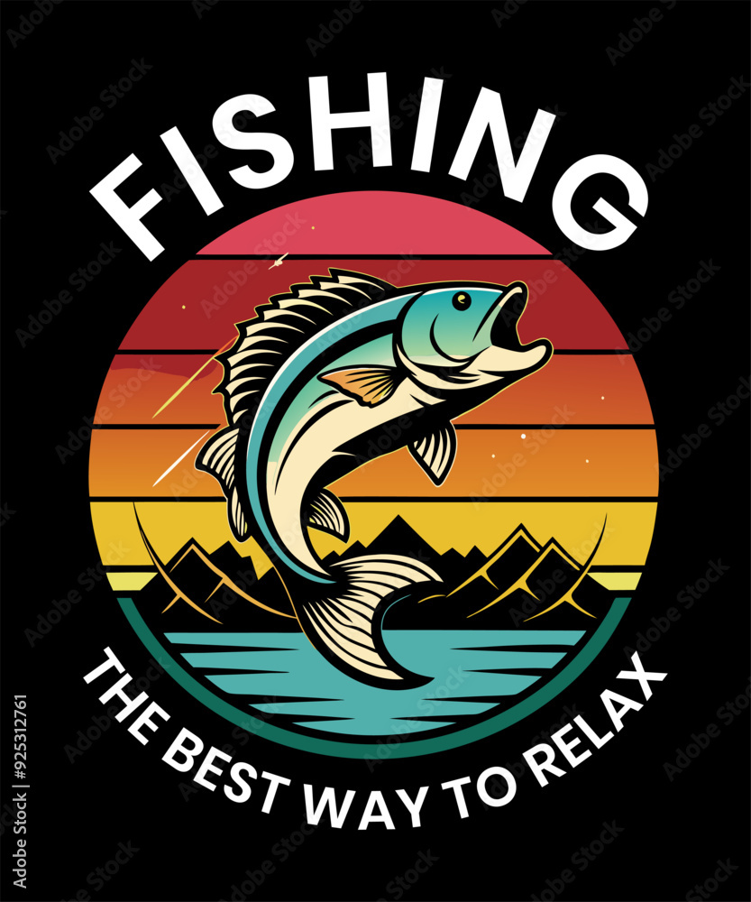 Fishing T-shirt Design vector Art & Illustration Fishing T-shirt Design vector Art & Illustration