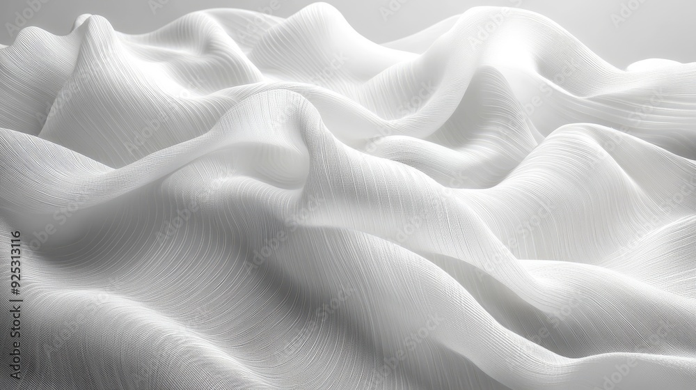 Fototapeta premium White Fabric Draped in Abstract Waves and Ridges