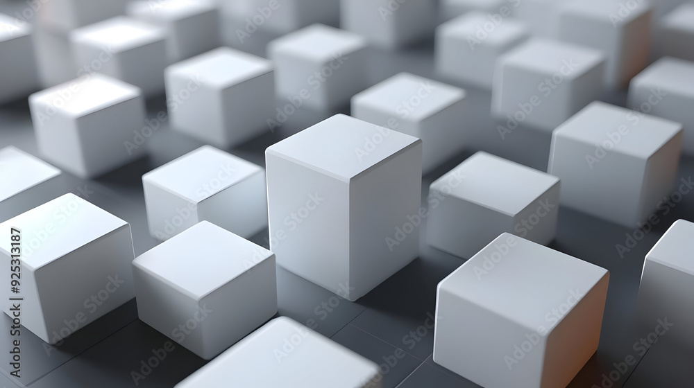 A grid of white cubes arranged in a three-dimensional space. A grid of white cubes arranged in a three-dimensional space.