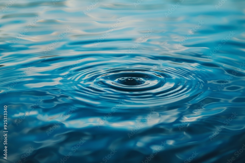 Close up of blue water surface with rippling patterns creating texture and movement, Ripples and patterns forming on the water's surface from a gentle breeze