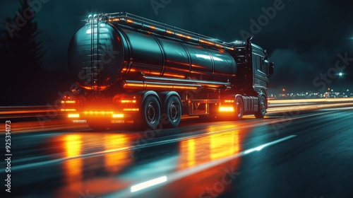 Tanker Truck on a Night Highway