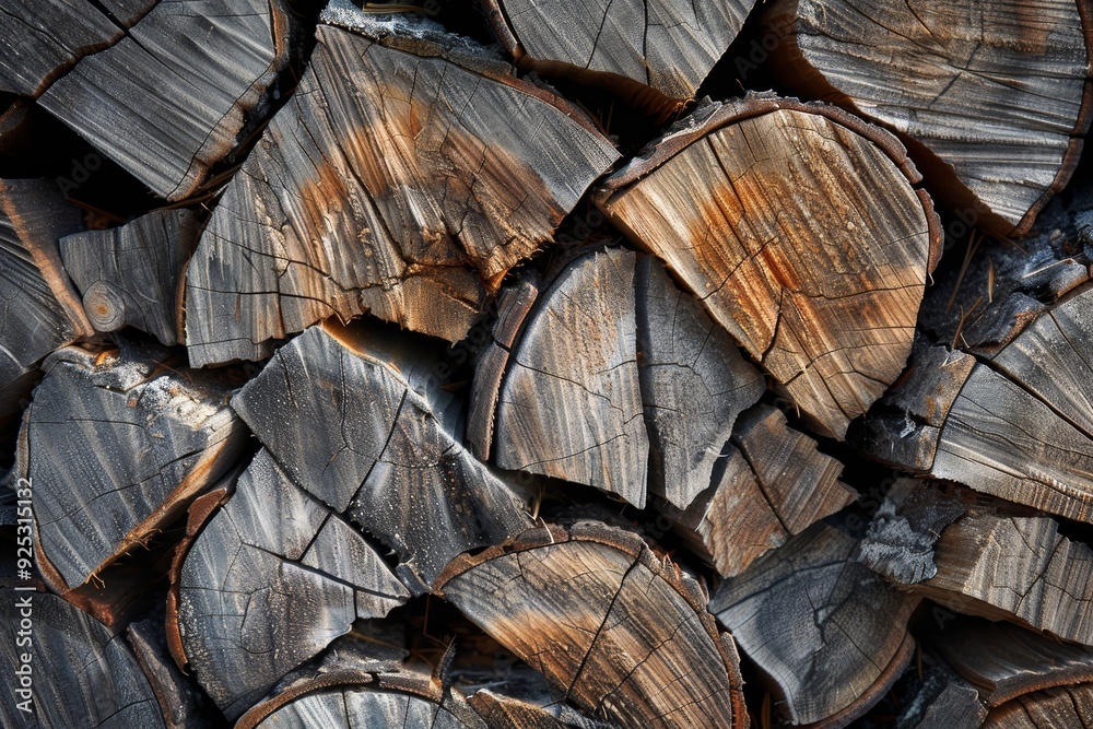 A pile of wood logs that has been neatly cut in half, revealing their inner texture and rugged appearance, Rough and rugged timber with a coarse, rugged feel A pile of wood logs that has been neatly cut in half, revealing their inner texture and rugged appearance, Rough and rugged timber with a coarse, rugged feel
