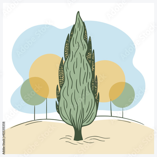 Cypress Vector Illustration, Elegant and Detailed Tree Design