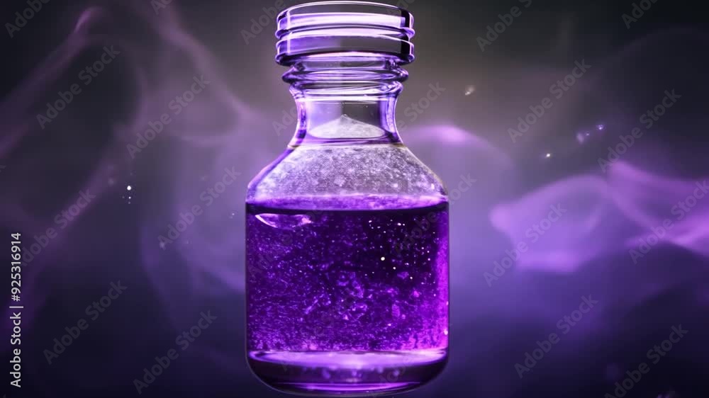 Ethereal Glass Vial Containing Smoky Purple Potion in Fantasy Art Generative AI Ethereal Glass Vial Containing Smoky Purple Potion in Fantasy Art Generative AI