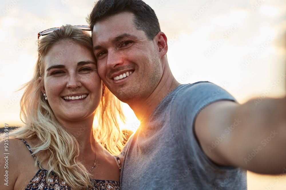 Couple, selfie and sunset for vacation, relax and travel with love, memory and leisure in California n nature. People, portrait and happy for holiday, relationship and adventure with smile outdoor Couple, selfie and sunset for vacation, relax and travel with love, memory and leisure in California n nature. People, portrait and happy for holiday, relationship and adventure with smile outdoor