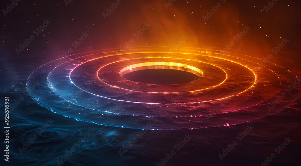 Abstract 3D Background with Glowing Orange and Blue Rings Abstract 3D Background with Glowing Orange and Blue Rings