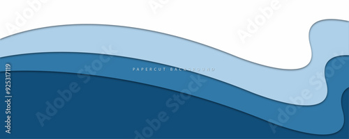 elegant papercut blue white business background decorative design vector.