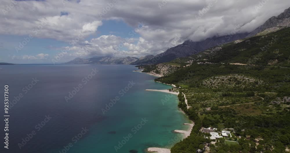 The makarska coastline in croatia with turquoise waters and lush green landscape, aerial view The makarska coastline in croatia with turquoise waters and lush green landscape, aerial view