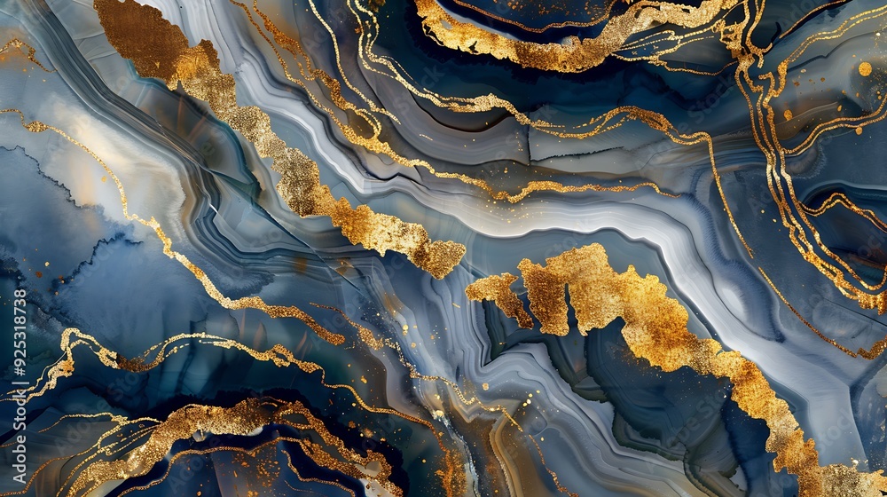 Dark watercolors foil agate with gold luxury rock wallpaper