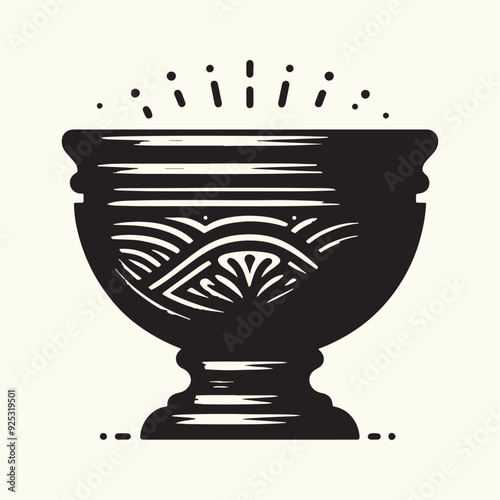 Wooden Bowl Silhouette Vector Illustration