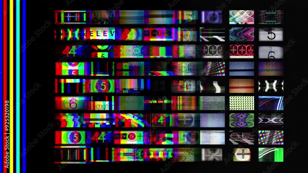 television glitch and countdown numbers