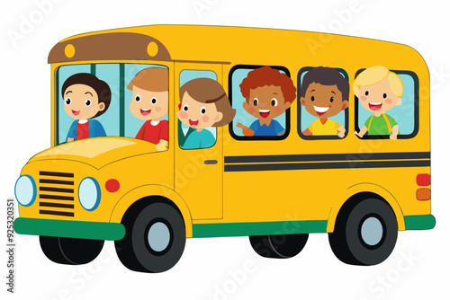 School bus art vector illustrator