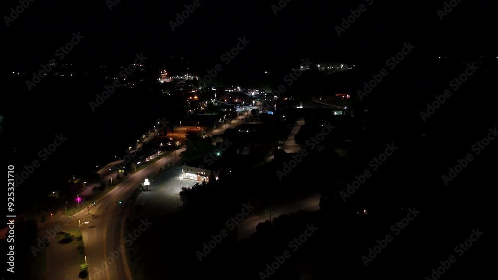 Drone shot of Granby Quebec Canada at night