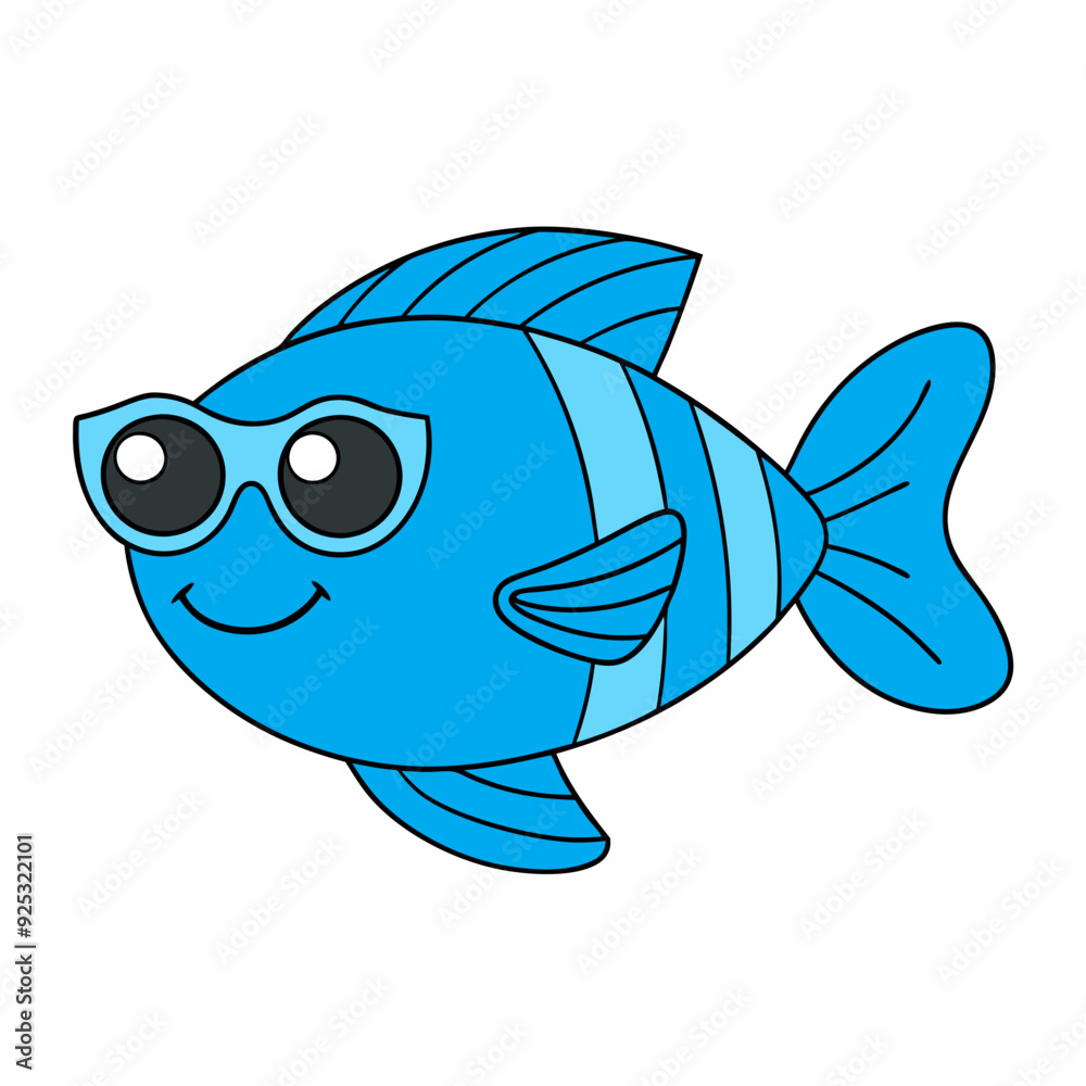 Pez con gafas de sol art vector illustrator