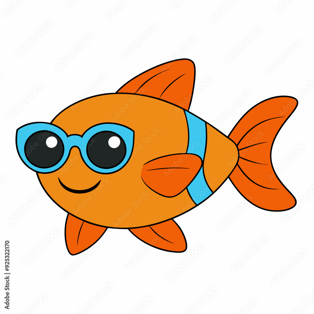 Pez con gafas de sol art vector illustrator