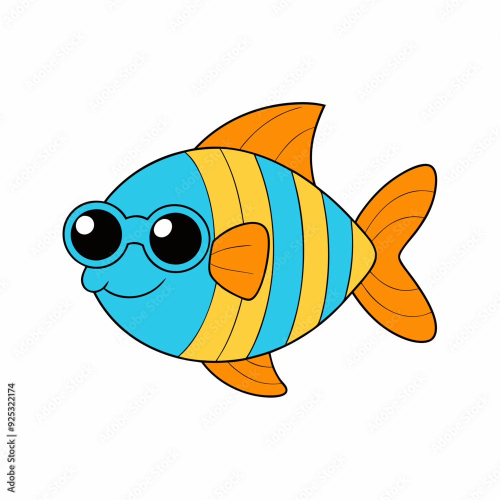 Pez con gafas de sol art vector illustrator