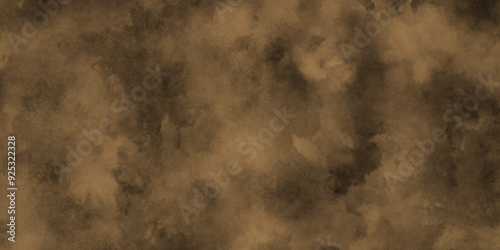 brown watercolor background hand-drawn with cloudy strokes of brushes, brown old vintage paper texture with cloudy stains, Brown Grunge texture background with grainy effect.