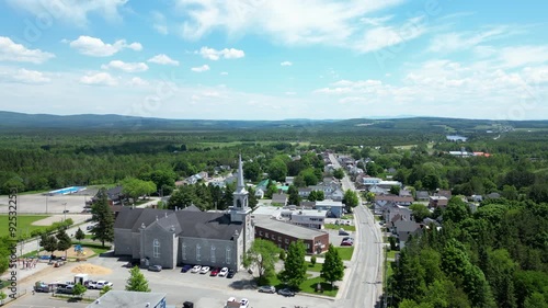 Drone shot over city of Weedon Quebec Canada photo