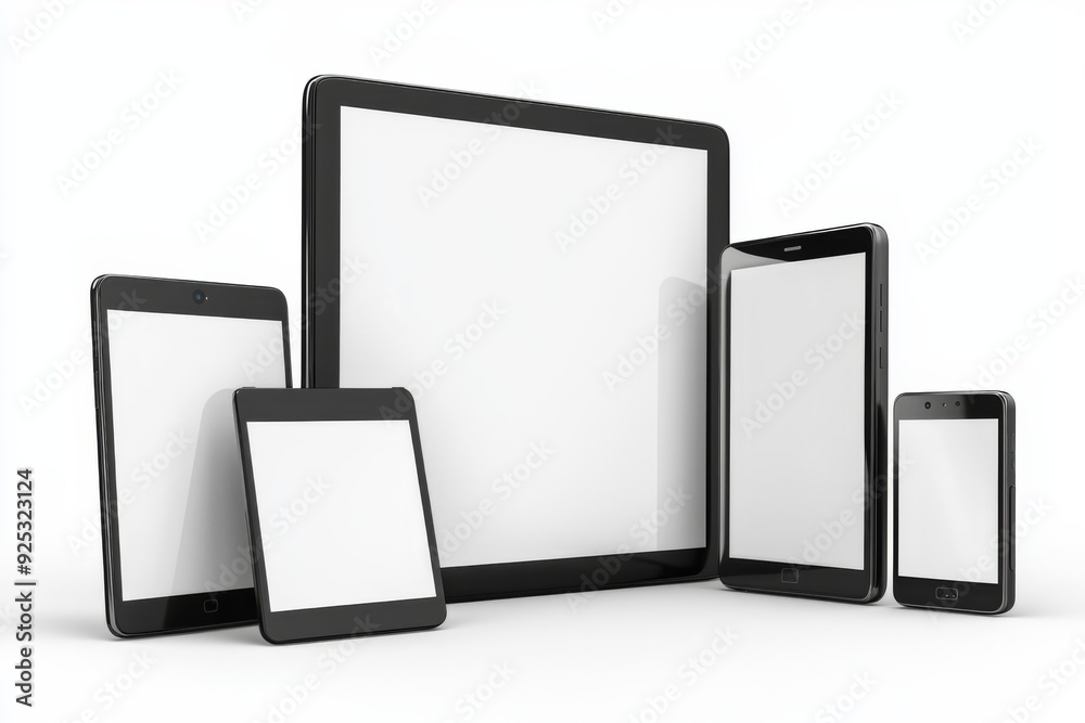 Multiple responsive screen and mobile devices mockup created with Generative AI Multiple responsive screen and mobile devices mockup created with Generative AI