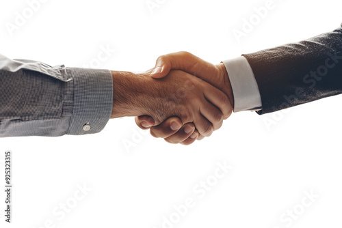 A real estate agent shaking hands with his client after maximizing the house sale contract, isolated on a transparent background 