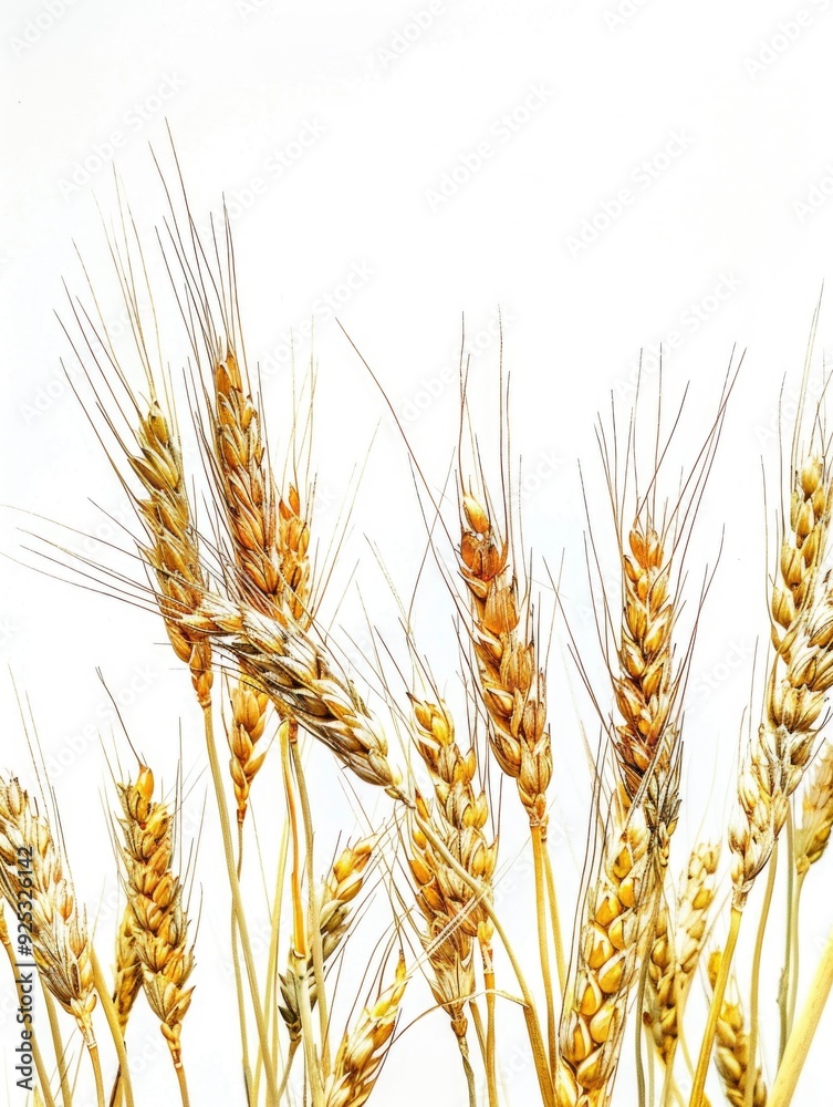 Close-up photograph of wheat grains with straw, showcasing the detailed texture and structure of the crop. Close-up photograph of wheat grains with straw, showcasing the detailed texture and structure of the crop.
