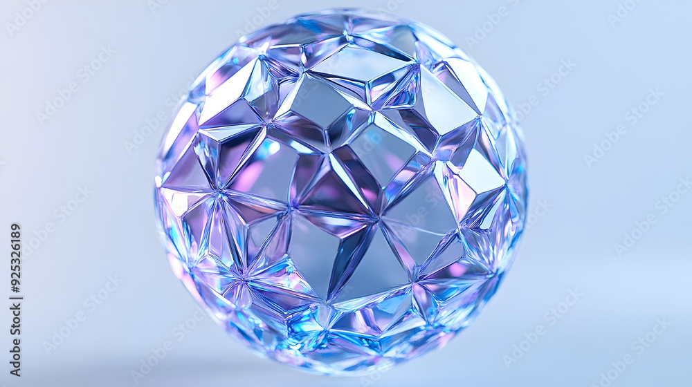 A reflective, geometric sphere with a crystalline structure and soft lighting. A reflective, geometric sphere with a crystalline structure and soft lighting.