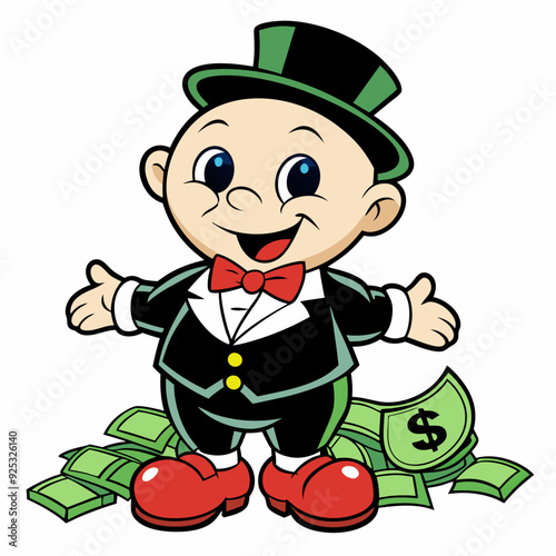 BABYBOY character, estilo Mr monopoly  art vector illustration