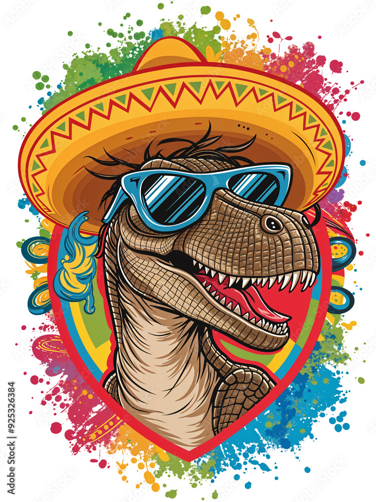 Obraz premium Dinosaur in a sombrero