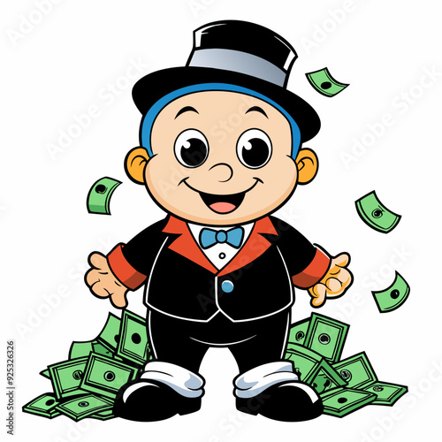 BABYBOY character, estilo Mr monopoly  art vector illustration