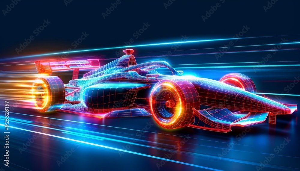 Racing Technology Concept. a high-tech Formula one 1 car in low poly wireframe design. Racing Technology Concept. a high-tech Formula one 1 car in low poly wireframe design.