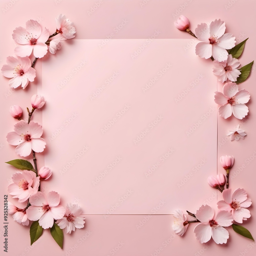 Pink sakura flowers Feminine Floral Wallpaper in Flat Lay Style, Mother's Day Sale, female with empty space. Pink sakura flowers Feminine Floral Wallpaper in Flat Lay Style, Mother's Day Sale, female with empty space.