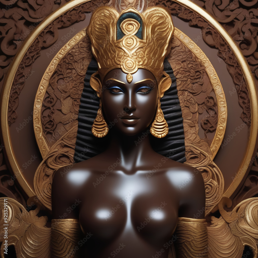 Obraz premium Goddess statue made of chocolate 초콜릿으로 만든 여신 조각상 Generative AI