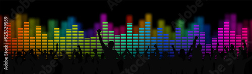 banner Crowd at concert with equalizer. 