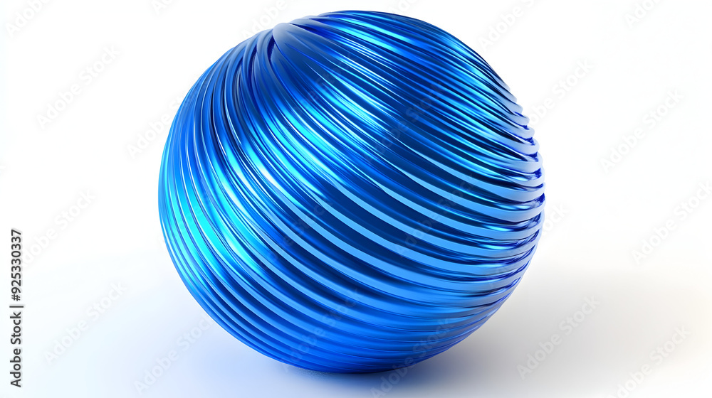 Fototapeta premium A shiny blue spherical object with swirling patterns, resembling a 3D design element.