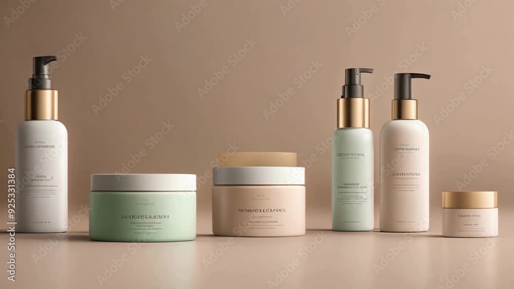 set of cosmetic products with empty mockup set of cosmetic products with empty mockup