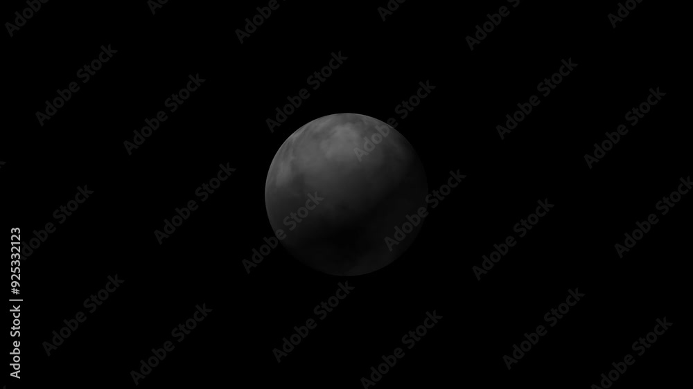 black background, a gray planet of outer space darkness.