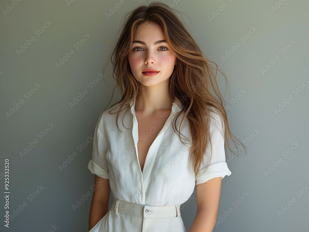 Portrait of a beautiful blonde woman in a casual outft Portrait of a beautiful blonde woman in a casual outft
