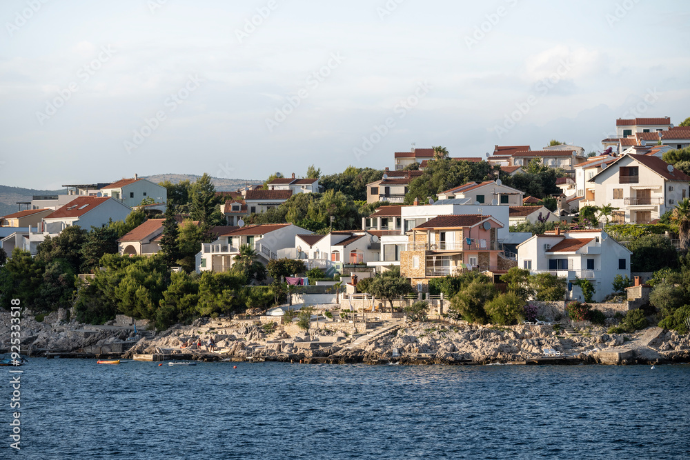 Small, dense built apartment houses at the small village of Razanj, Croatia, next to the sea Small, dense built apartment houses at the small village of Razanj, Croatia, next to the sea