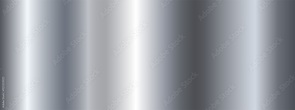 Metallic polished glossy abstract background. Silver gradient. The texture of a smooth metal surface. Vector illustration.