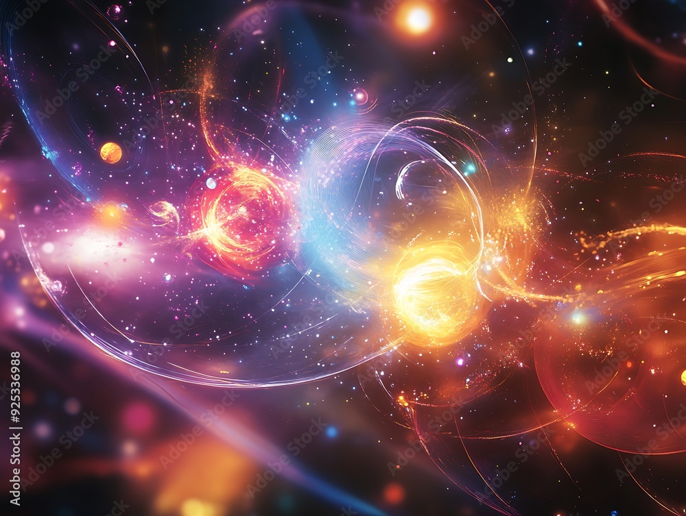 Obraz premium Abstract Cosmic Nebula with Glowing Stars and Swirling Light