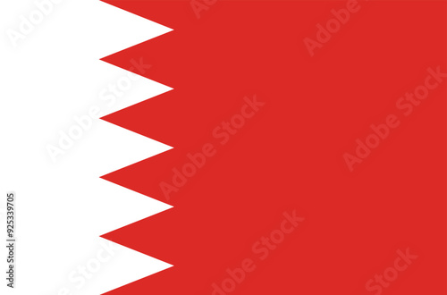 National flag of Kingdom of Bahrain. Bahrain flag. Vector Illustration.