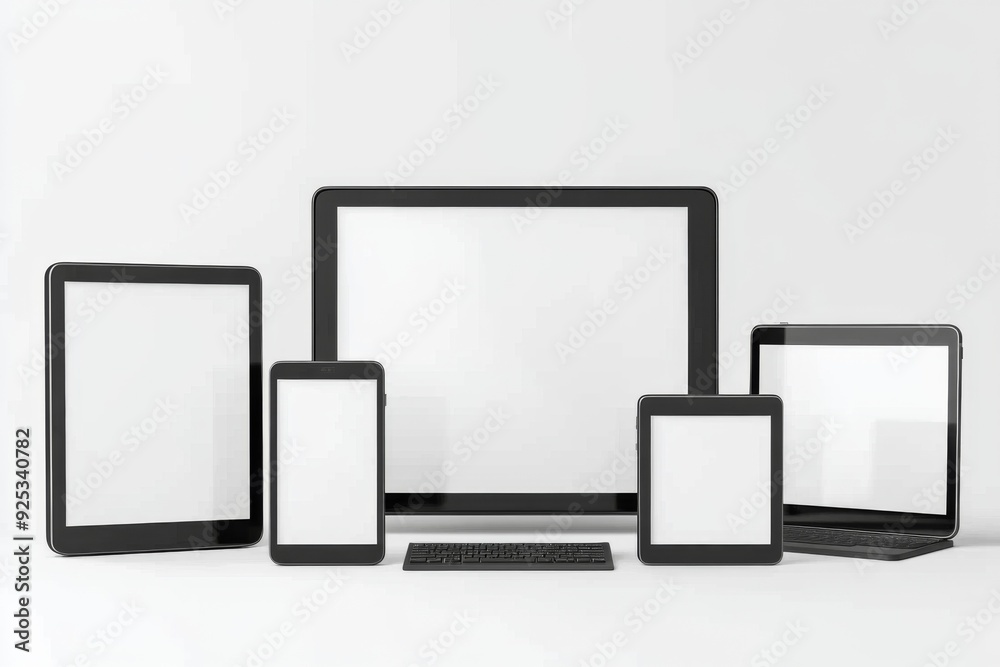 Multiple responsive screen and mobile devices mockup created with Generative AI