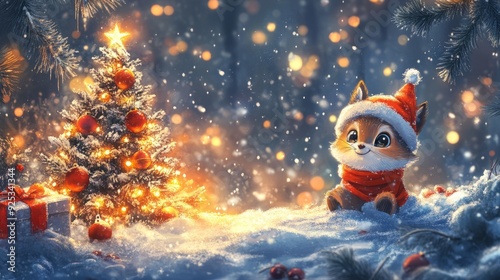 Adorable Christmas eve character cartoon. A collection of 2D Christmas images and characters. Santa Claus, snowman, house, and trees in a Christmas wallpaper.