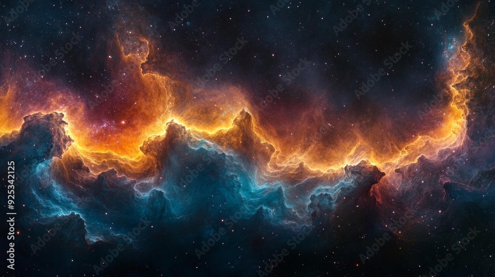 Cosmic nebula with fiery edges - generative ai Cosmic nebula with fiery edges - generative ai