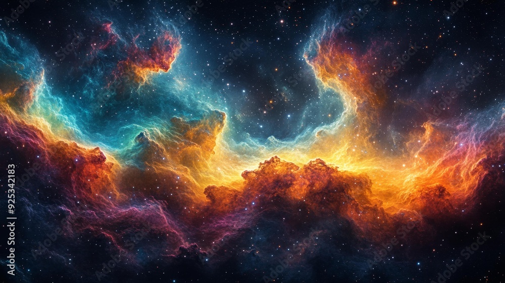 Fototapeta premium Vibrant cosmic nebula in outer space - generative ai