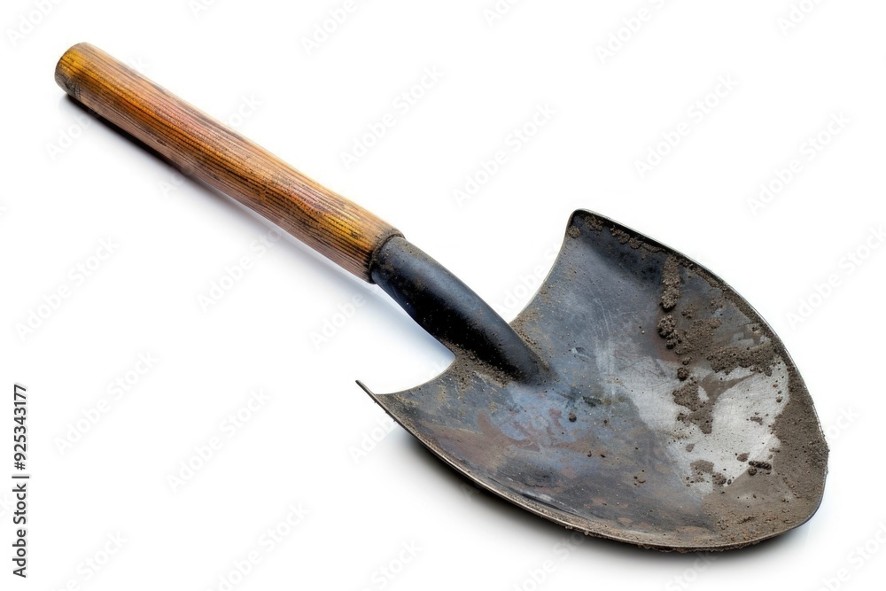The image features a small hand axe with a broken wooden handle, commonly used in gardening and farming tasks. The image features a small hand axe with a broken wooden handle, commonly used in gardening and farming tasks.