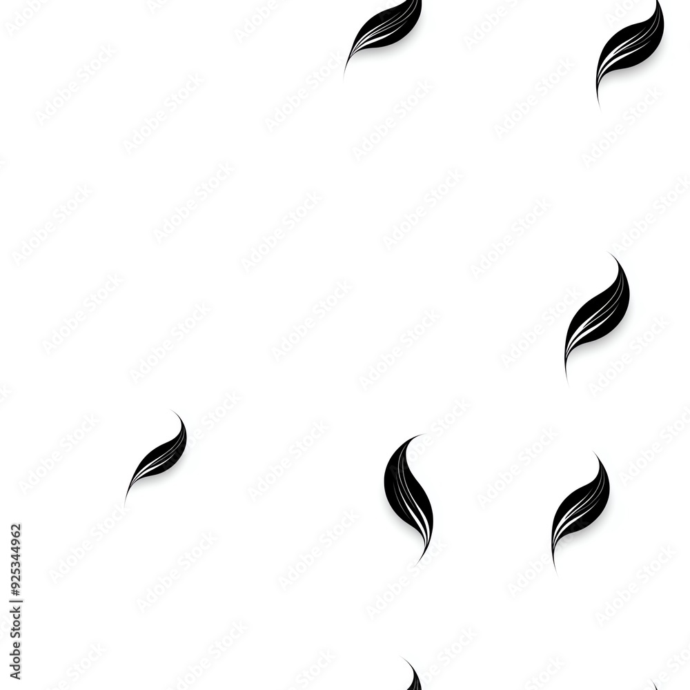 Abstract black leaf shapes on white background. Abstract black leaf shapes on white background.