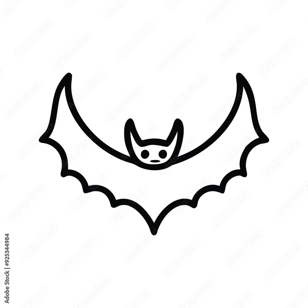 Fototapeta premium Bat black silhouette clip art icon vector isolated on white background