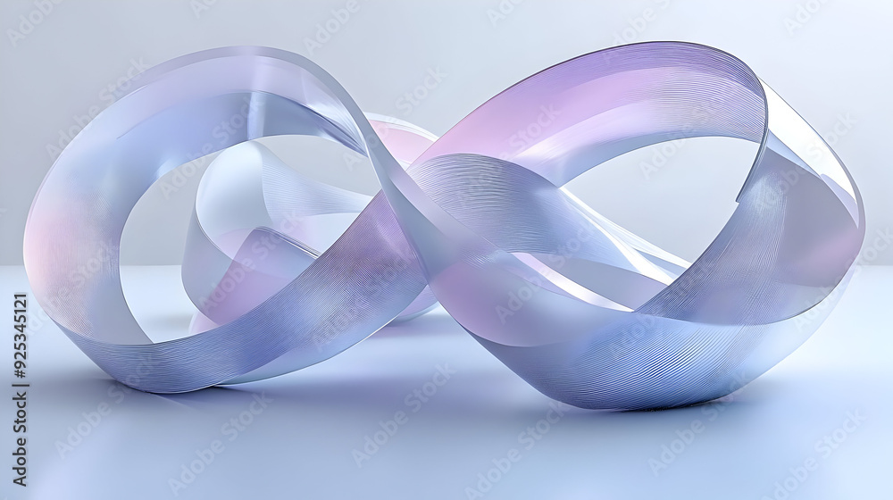 A stylized infinity symbol made of smooth, translucent ribbons in soft pastel colors. A stylized infinity symbol made of smooth, translucent ribbons in soft pastel colors.
