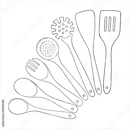 Kitchenware Line Art Illustration